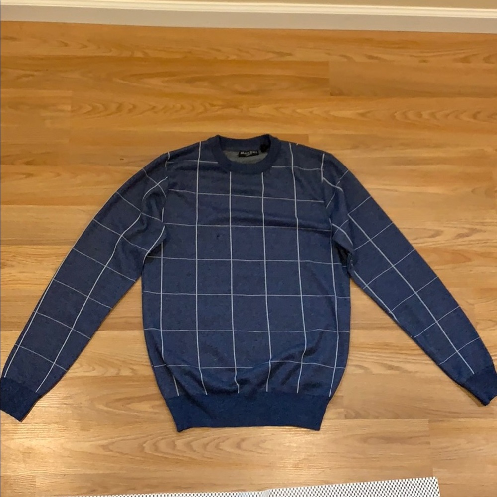 Brave Soul Navy Windowpane Sweater